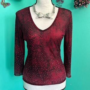 Express long sleeve crystal snake skin pattern blouse
